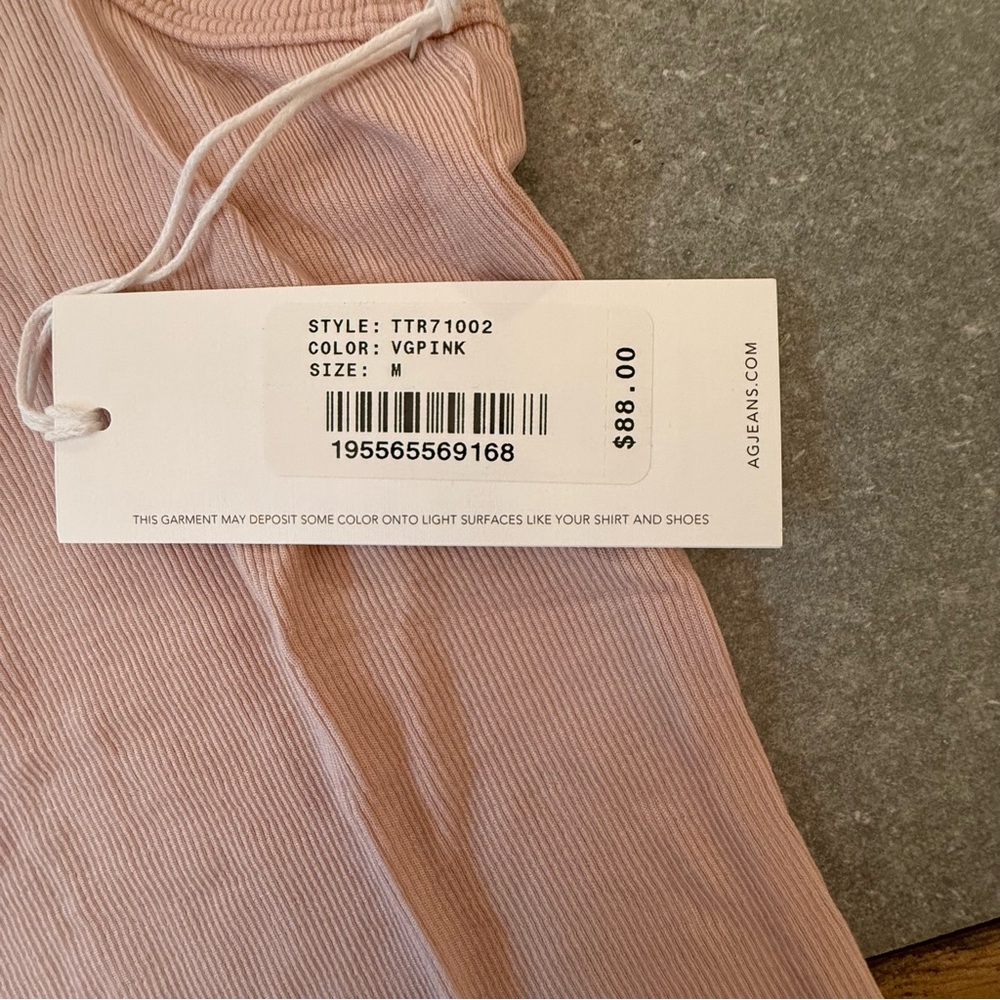 NWT AG Jeans Orso Tank Slim Fit Ribbed Racerback Pink Size Medium - Picture 8 of 9